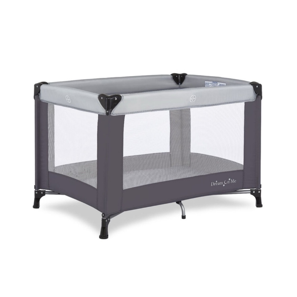 DREAM ON ME | NEST PORTABLE PACKABLE PLAY YARD W/ CARRY BAG SHOULDER STRAP GREY